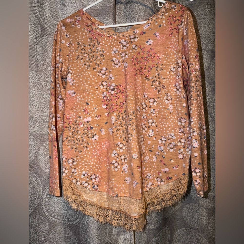 Lauren Conrad Floral Lace Hem Women's Top
